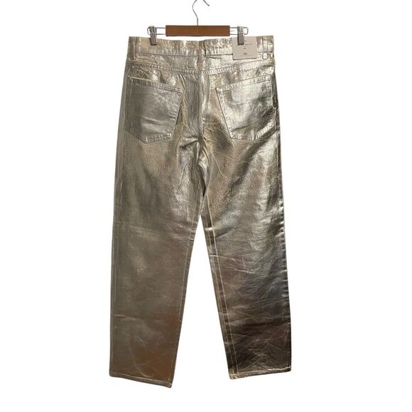 Zara The Boy Boy Fit White Silver Coated Button Fly High Rise Jeans Size 10 NWT - Picture 6 of 7